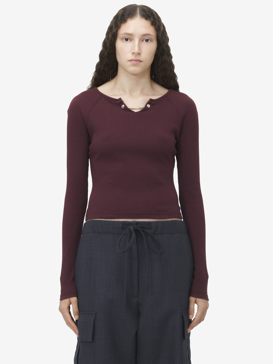 ALEXANDER MCQUEEN - Chain Detail Ribbed Top - Item 815630QLAEE5006